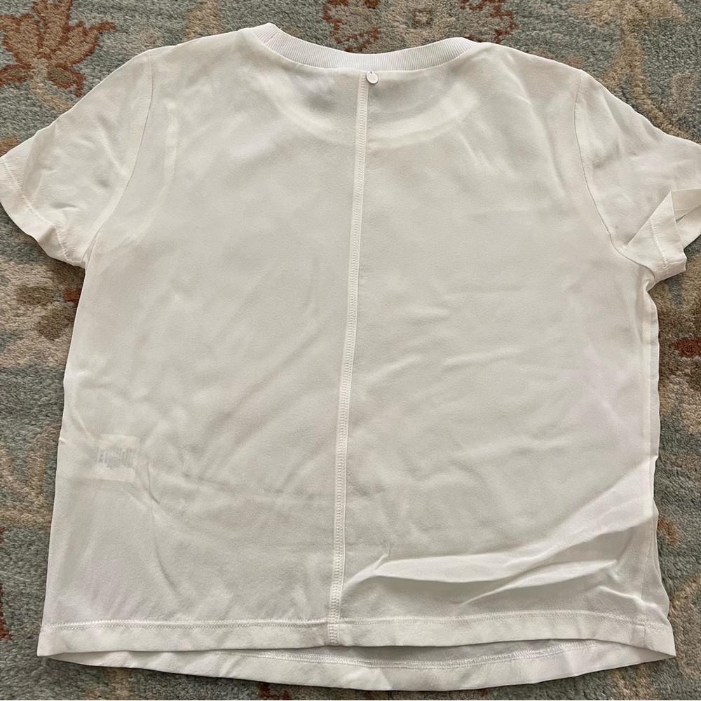 Alice + Olivia By Stacey Bendet 100% Silk T Shirt Cream/White - Picture 4 of 4